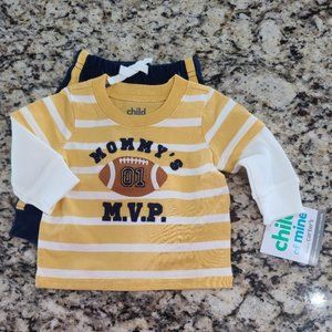 NWT  Child of Mine Baby Boy  Newbory Mommy's MVP Football 2 PC Outfit